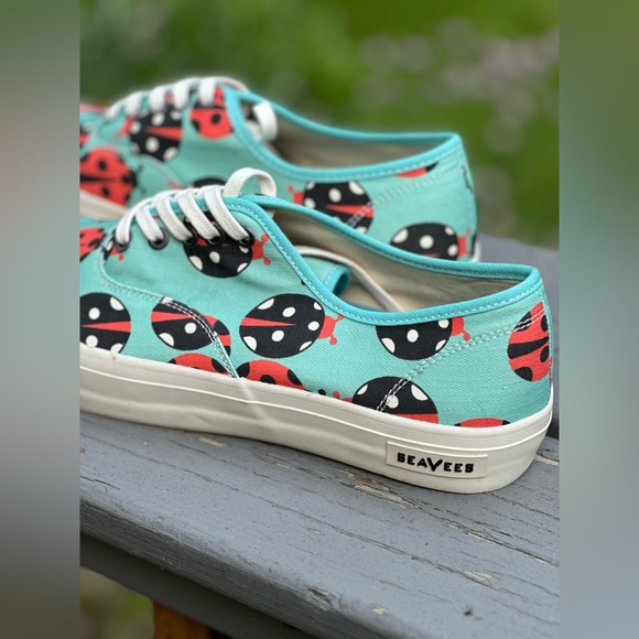 Sea Vees Legend Mr Turk ladybug print on aquamarine size 10 men sneakers - Picture 5 of 8